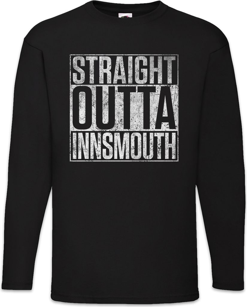 Urban Backwoods Straight Outta Innsmouth, Langarm T-Shirt, Farbe: Schwarz, Größe: M