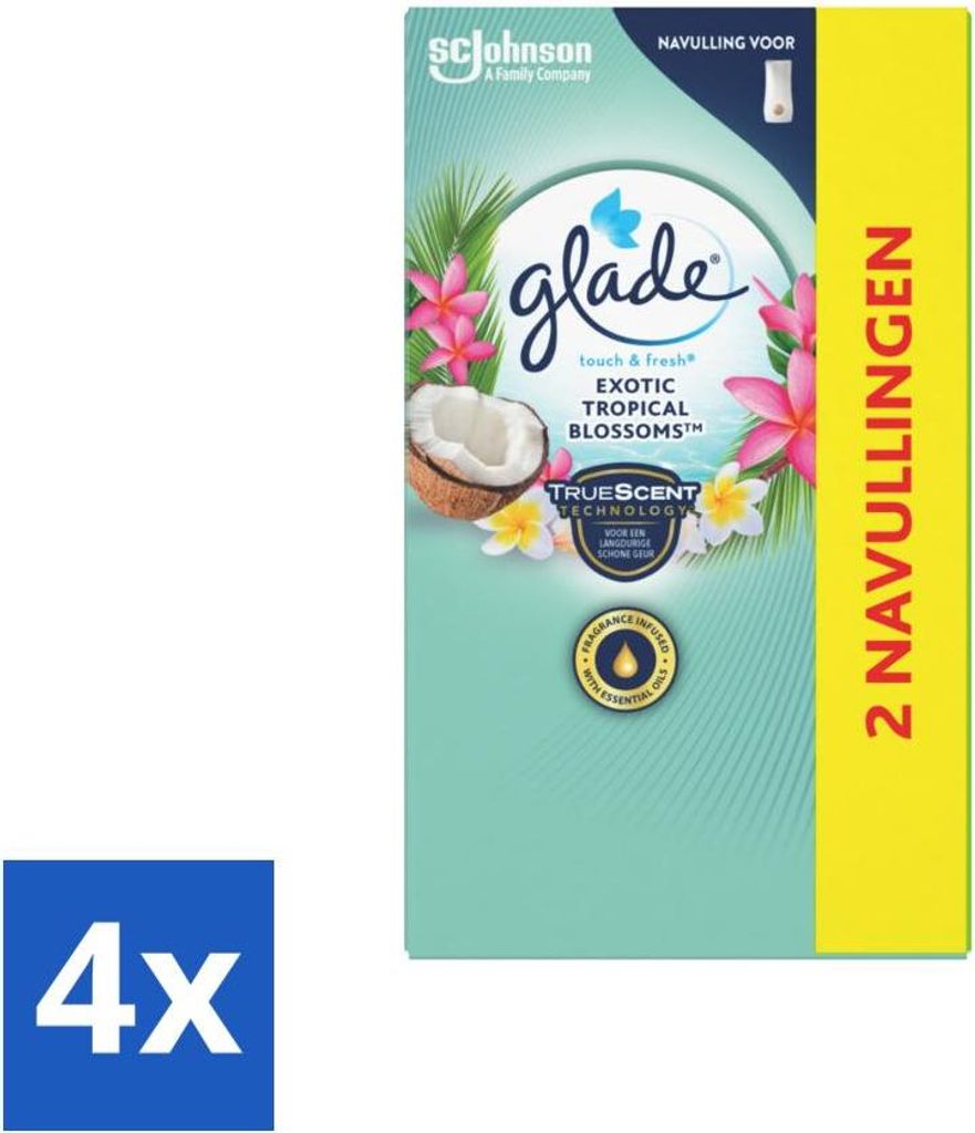 Glade - Touch & Fresh - Exotische Tropenblüten - 2x 10 ml - Vorteilspack - 4 Stücke