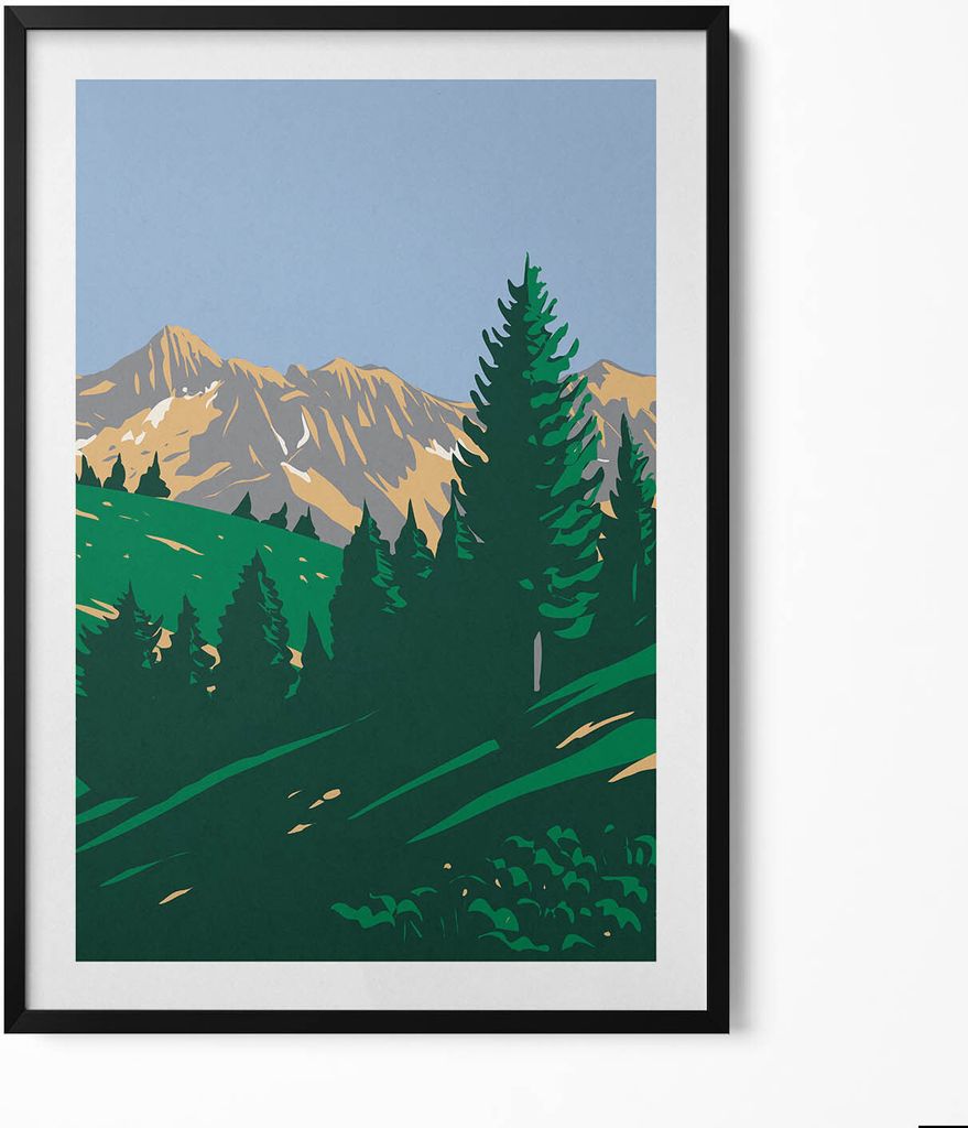 Nationalpark in den Alpen Frankreich– Wandbild mit Rahmen – Gerahmtes Bild – Wanddekoration – 70x100 cm – Schwarz Rahmen
