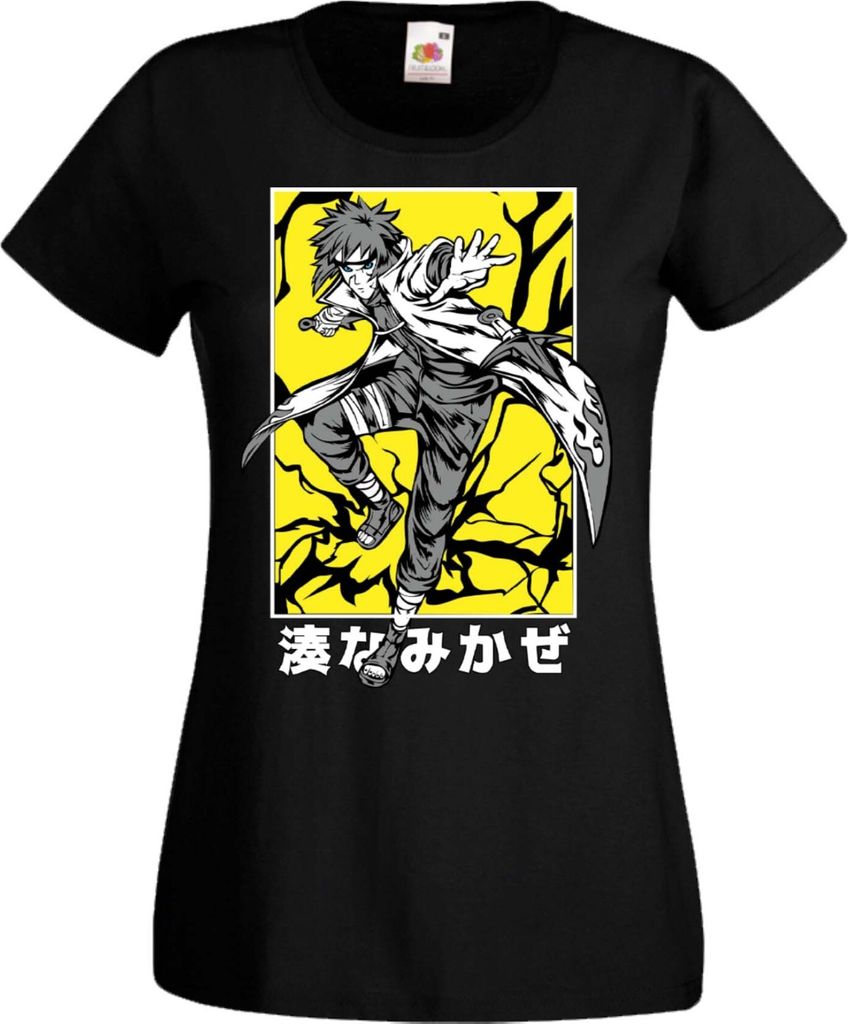 Damen T-Shirt Manga Anime Naruto Minato Namikaze, Lady XL / Schwarz
