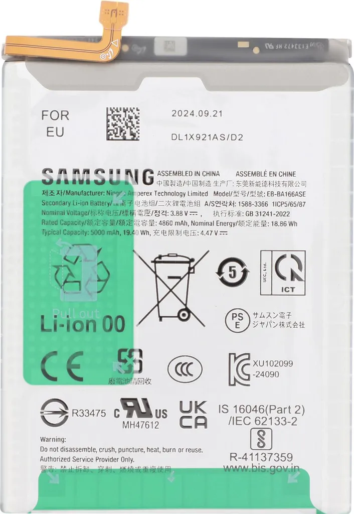 Samsung Batterie Galaxy A26 EB-BA266ABY 5000 mAh Service Pack Originale