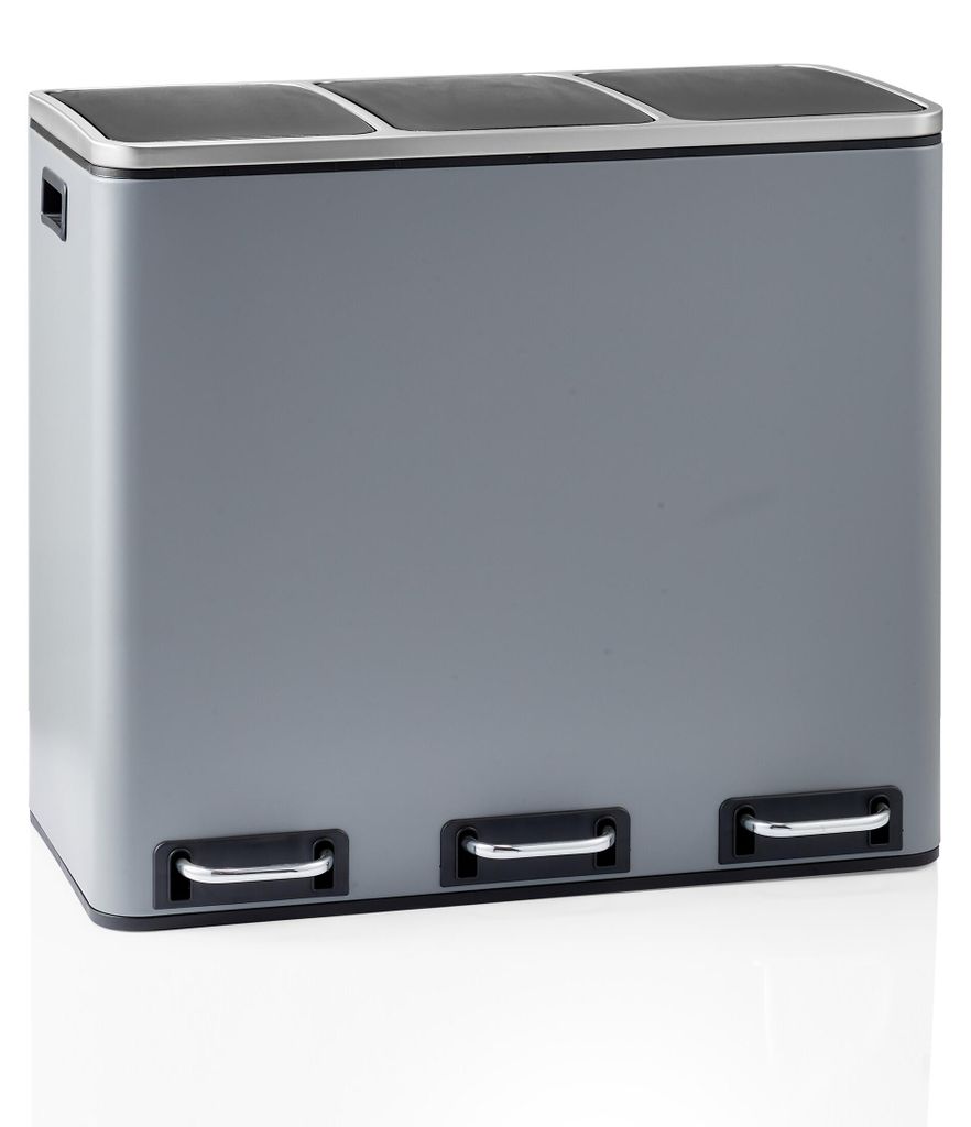 hjh OFFICE Mülleimer 54 Liter Clean 9 Abfalleimer Mülltrenner rechteckig für Küche, Büro mit Step-On 56.0 x 61.0 x 31.5 cm