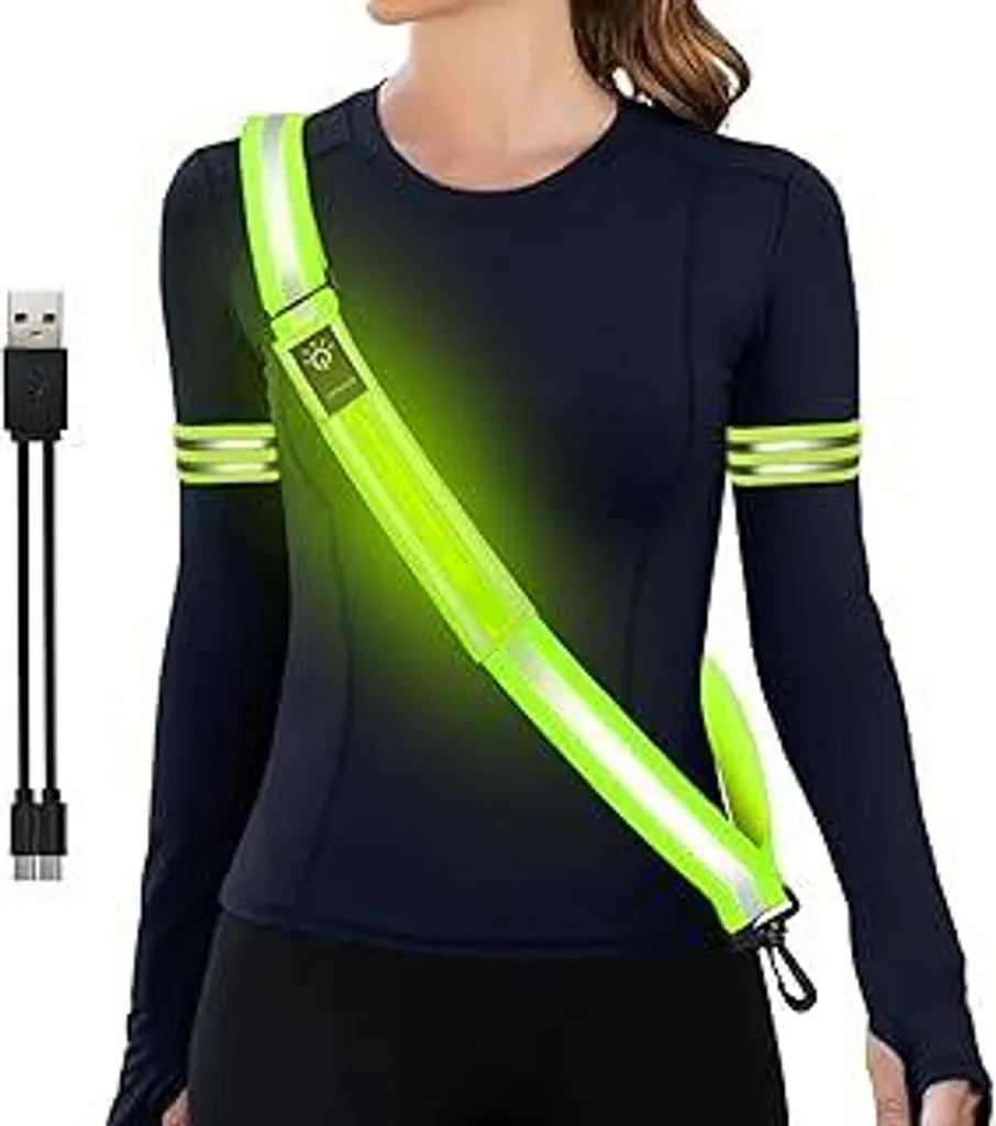 Cintura da Corsa LED USB - Alta Visibilità per Running e Jogging Notturno
