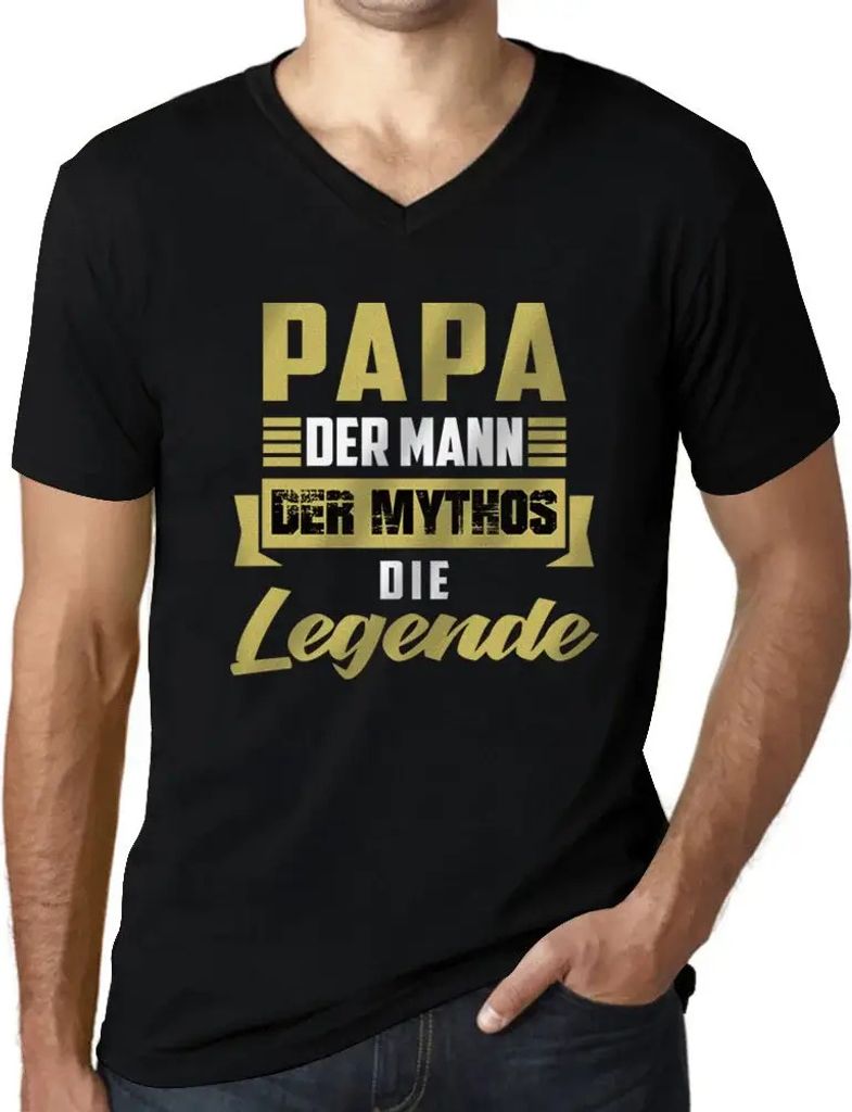 Herren Grafik T-Shirt V-Ausschnitt Papa Eder Mann Der Mythos Die Legende Öko-Verantwortlich Vintage Jahrgang Kurzarm Lustige Druck Geburtstag Gesc...
