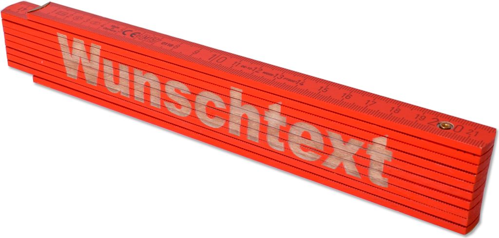 TE-Trend 2m Zollstock Gravur Meterstab Metermaß Gliedermaßstab Maßstab Wunschtext Namen Text 20 Zeichen Geschenk Rot