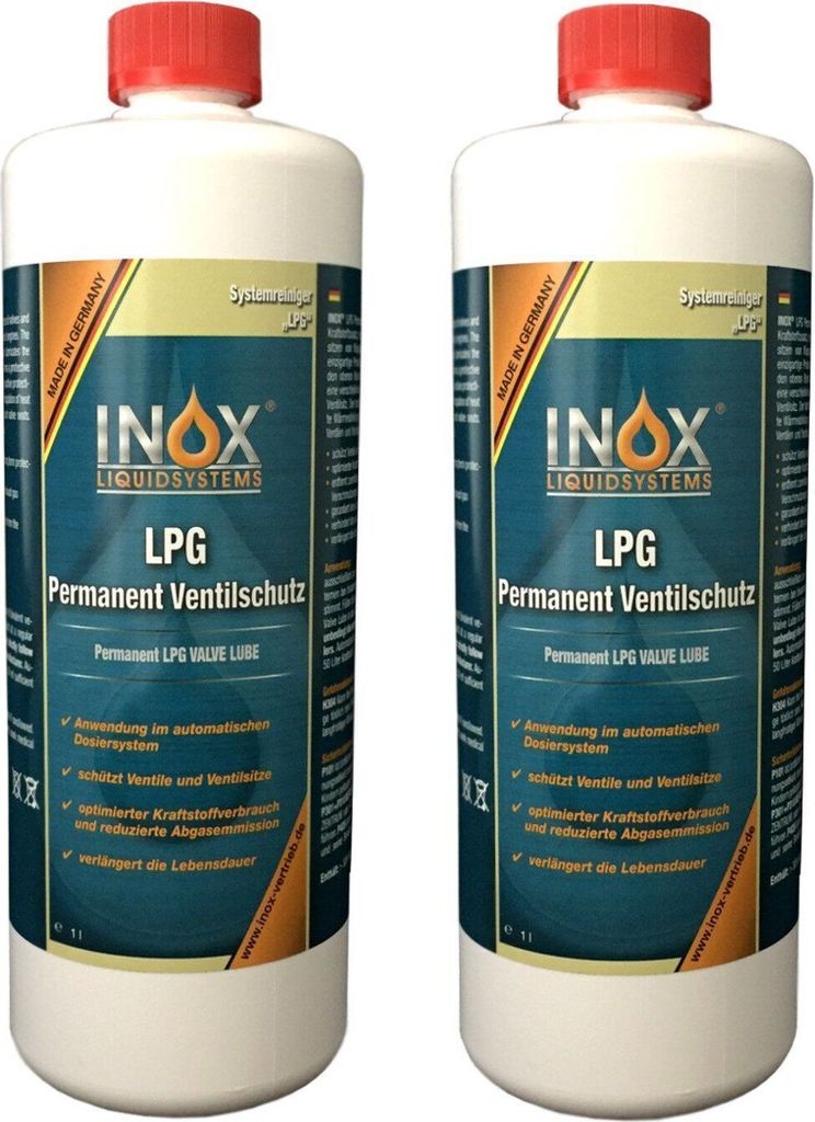 INOX LPG Autogas Ventilschutz 2x1L Reiniger für Autos mit Gasanlage Valve Saver