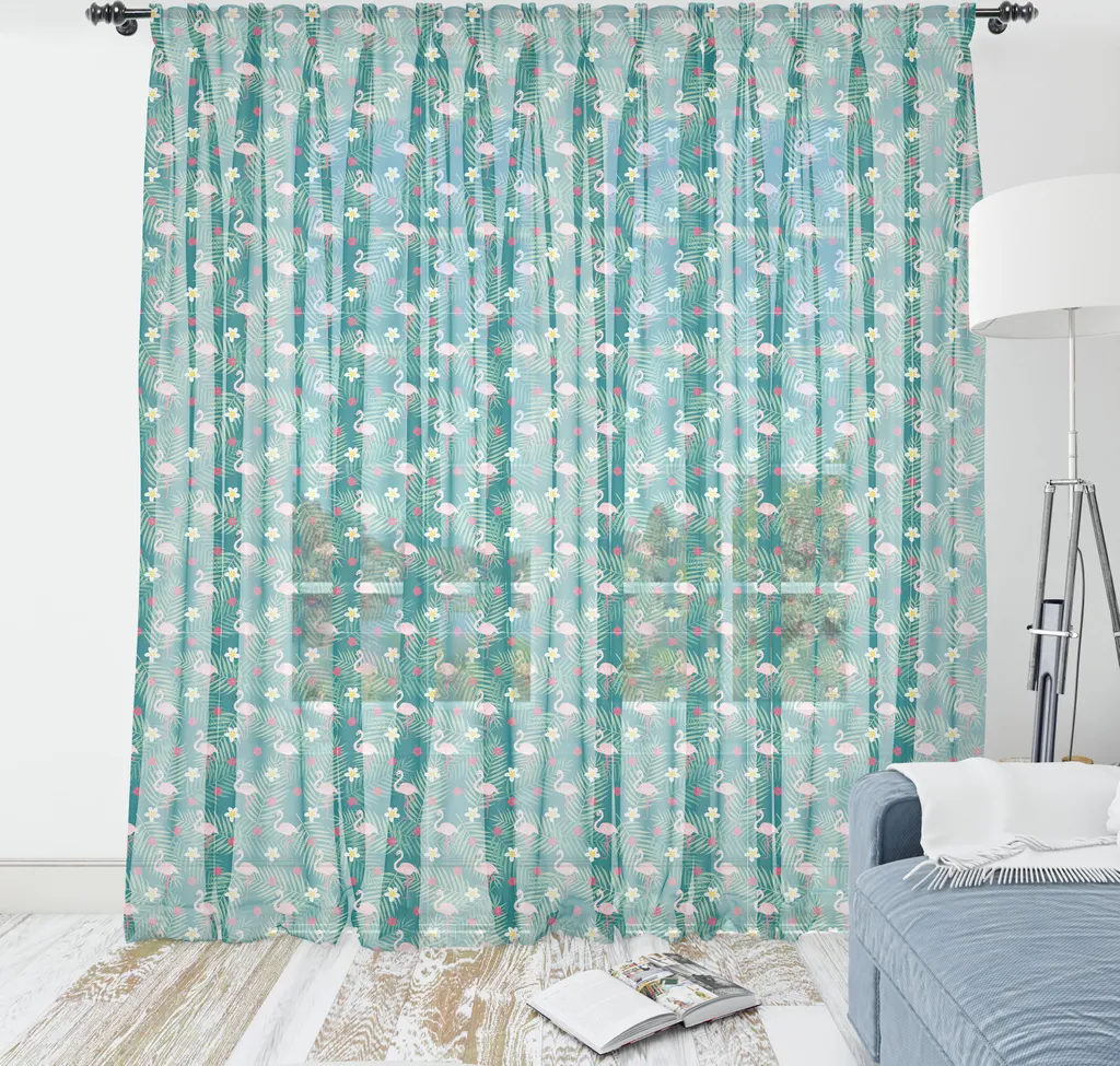 Tappezzeria Tropicale ABAKUHAUS 160x274 - Arazzo Seta e Fenicotteri