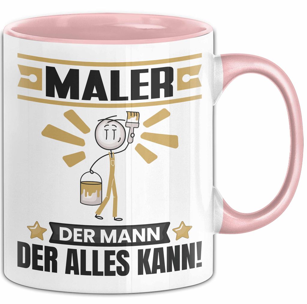 Maler Tasse Geschenk für Maler Der Mann Der Alles Kann Geschenkidee zum Geburtstag (Rosa)