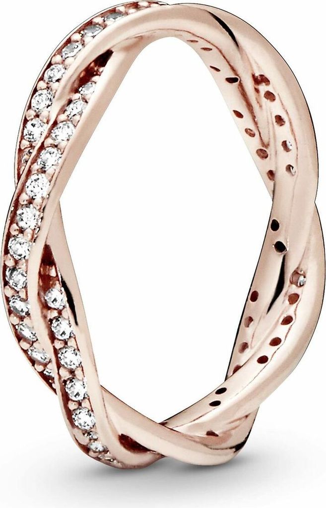 Pandora Funkelnde Gedrehte Linien Ring 180892CZ Damenring, Ringgröße:56
