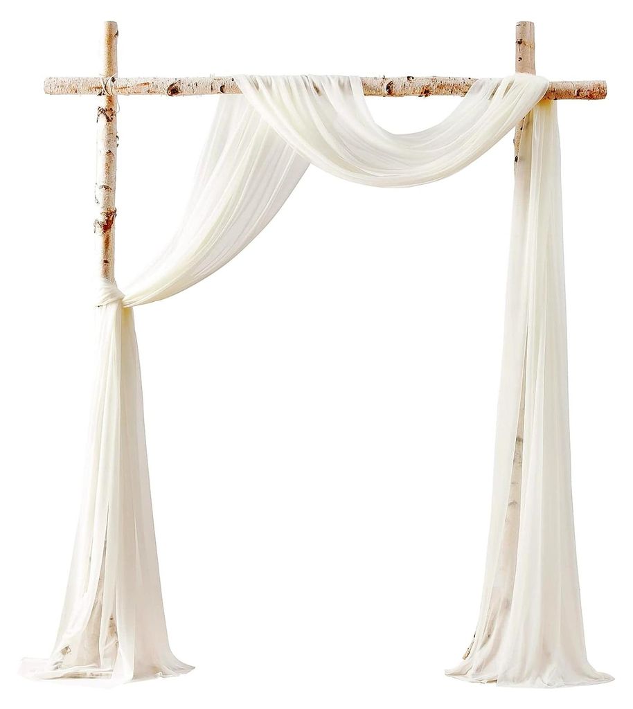 Vorhangstoff für Hochzeitsbögen, 2 Paneele, 6 m, elfenbeinfarben, Chiffon, Drapiervorhänge, Hochzeitszeremonie, Empfang, Dekorationen