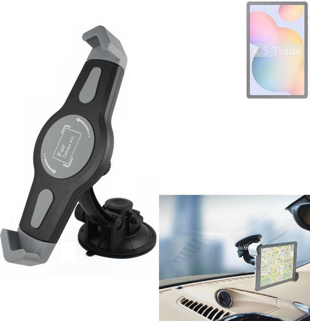 K-S-Trade Scheiben-Halterung für Tablets kompatibel mit Samsung Galaxy Tab S6 Lite 2024 LTE KFZ Tablet Saugnapf Auto Halterung Windschutzscheibe