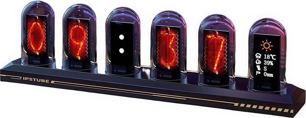 RGB LED Röhrenuhr mit IPS Bildschirm, DIY personalisierbar, WiFi Synchronisation, Wetter- & Fotomodus, Schreibtisch Dekoration