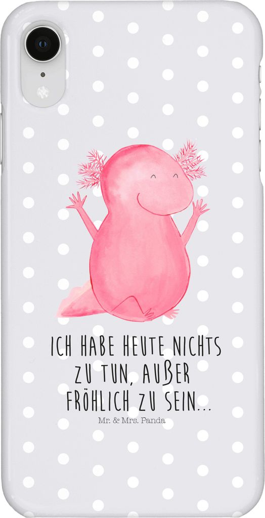 Mr. & Mrs. Panda Iphone XR Handyhülle Axolotl Hurra - Grau Pastell - Geschenk, Schwanzlurch, Premium Kunststoff, Motivation, Spaß, Handy Case