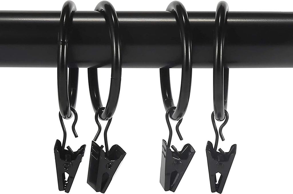 Starke Metallvorhangclips - 30 Stück für dekorative Vorhänge, bis 2,5 cm Draperiestange (Schwarz)