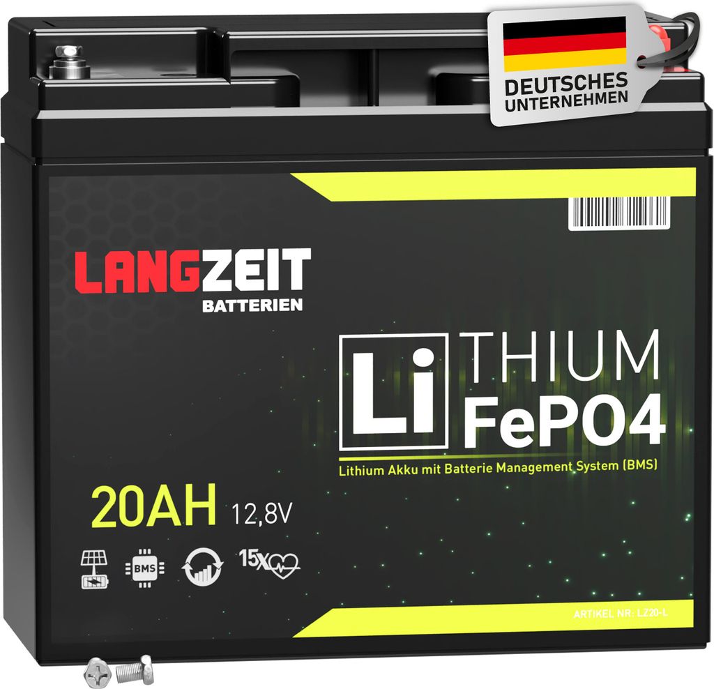 LiFe PO4 20Ah 12V Langzeit Lithium Batterie Solarbatterie Wohnmobil Solar USV
