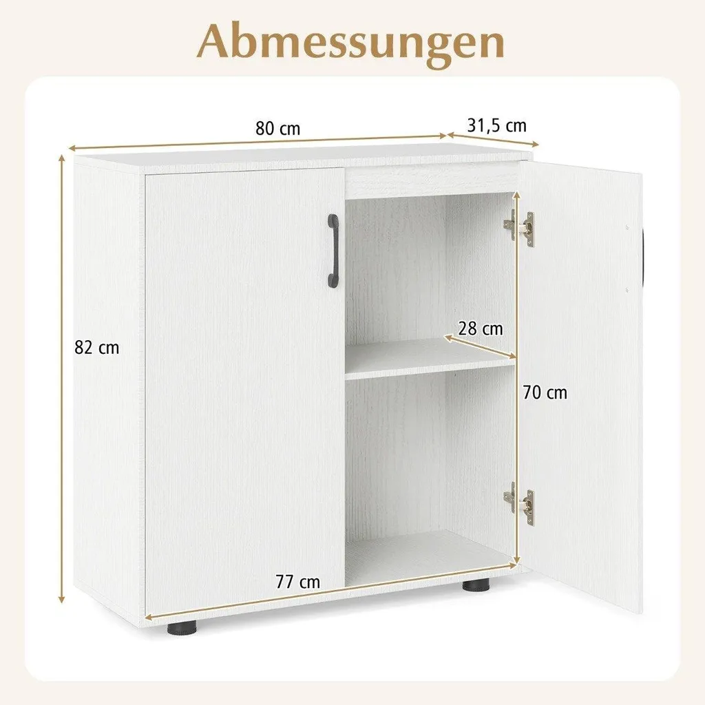 Buffet blanc pour salon meuble de rangement avec étagère flexible