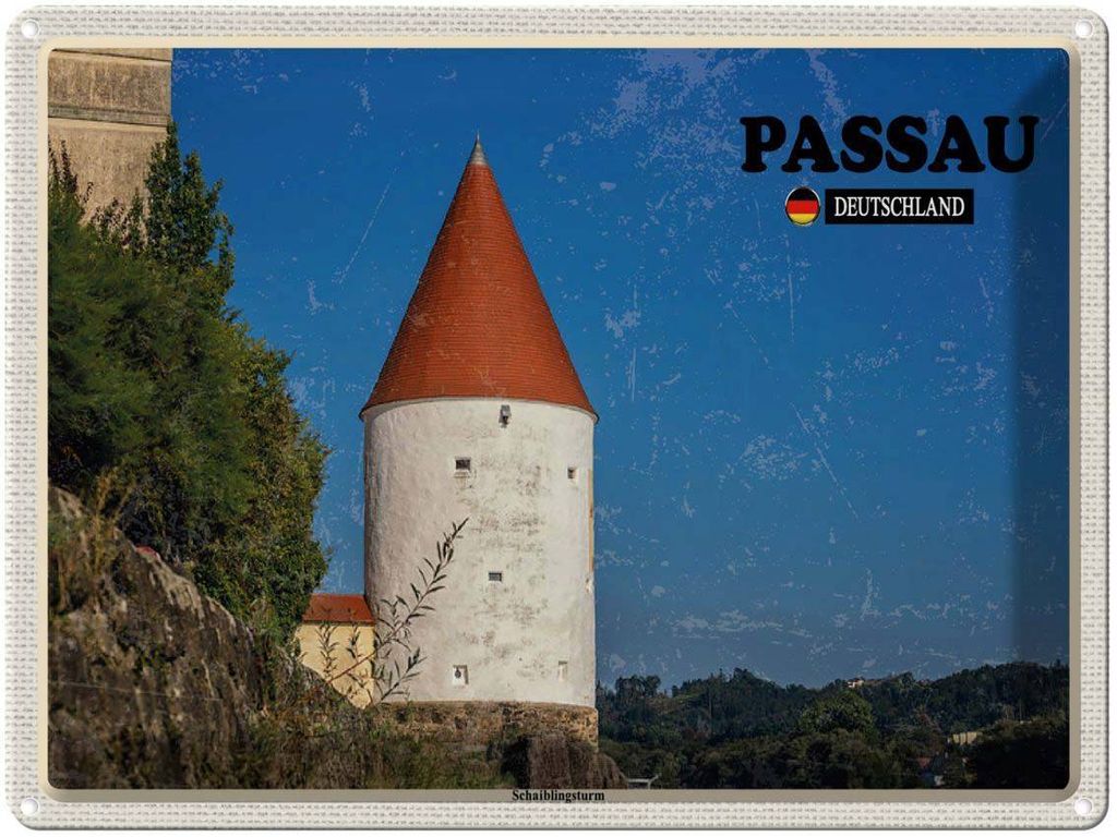 vianmo Blechschild 30x40 cm Passau Schaiblingsturm Bildmotiv Reisemotiv Abenteuer Reisen
