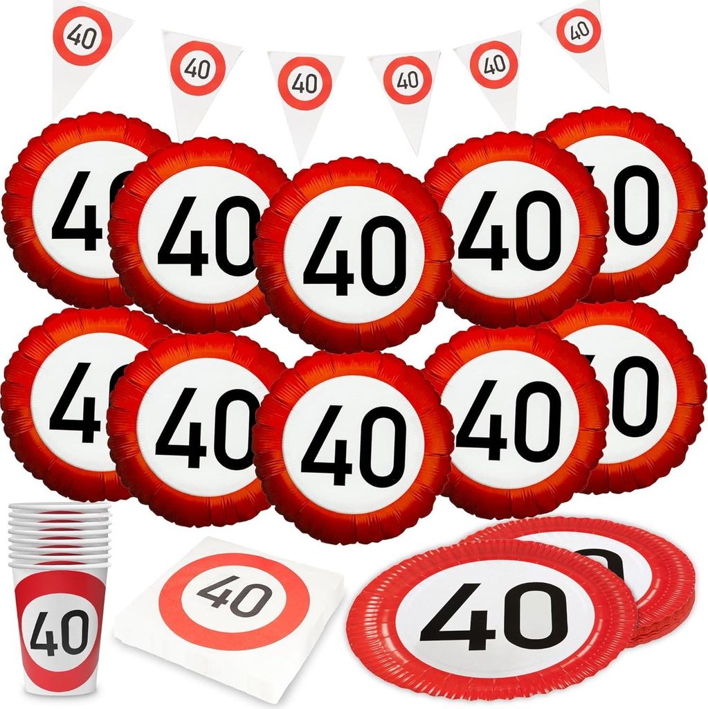 Happy Birthday 40 – 5-teiliges Partyset mit Tellern, Produktbild 