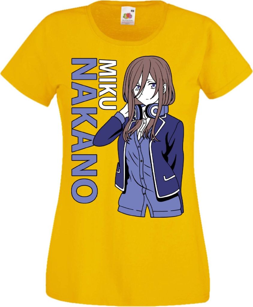 Damen T-Shirt Manga Anime The Quintessential Quintuplets Miku Nakano, Lady L / Gelb