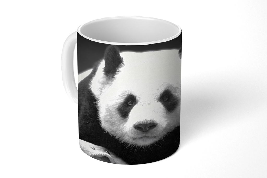 KitchenYeah Tasse Kaffeetasse Kaffeebecher 350 ml Panda - Schwarz - Weiß Teetasse - Fototasse - Becher - Keramikbecher - Teebecher - Kaffeetasse...