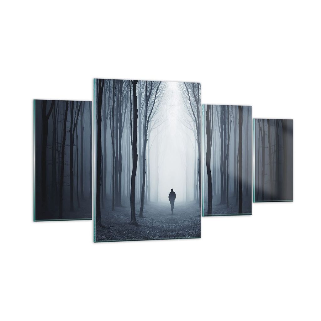 Bilder auf glas - 4 Teile - Charakter Wald Einsamkeit - 160x90cm - Glasbilder - Wandbilder - Bilder - zum Aufhängen bereit - Wanddekoration aus Gl...