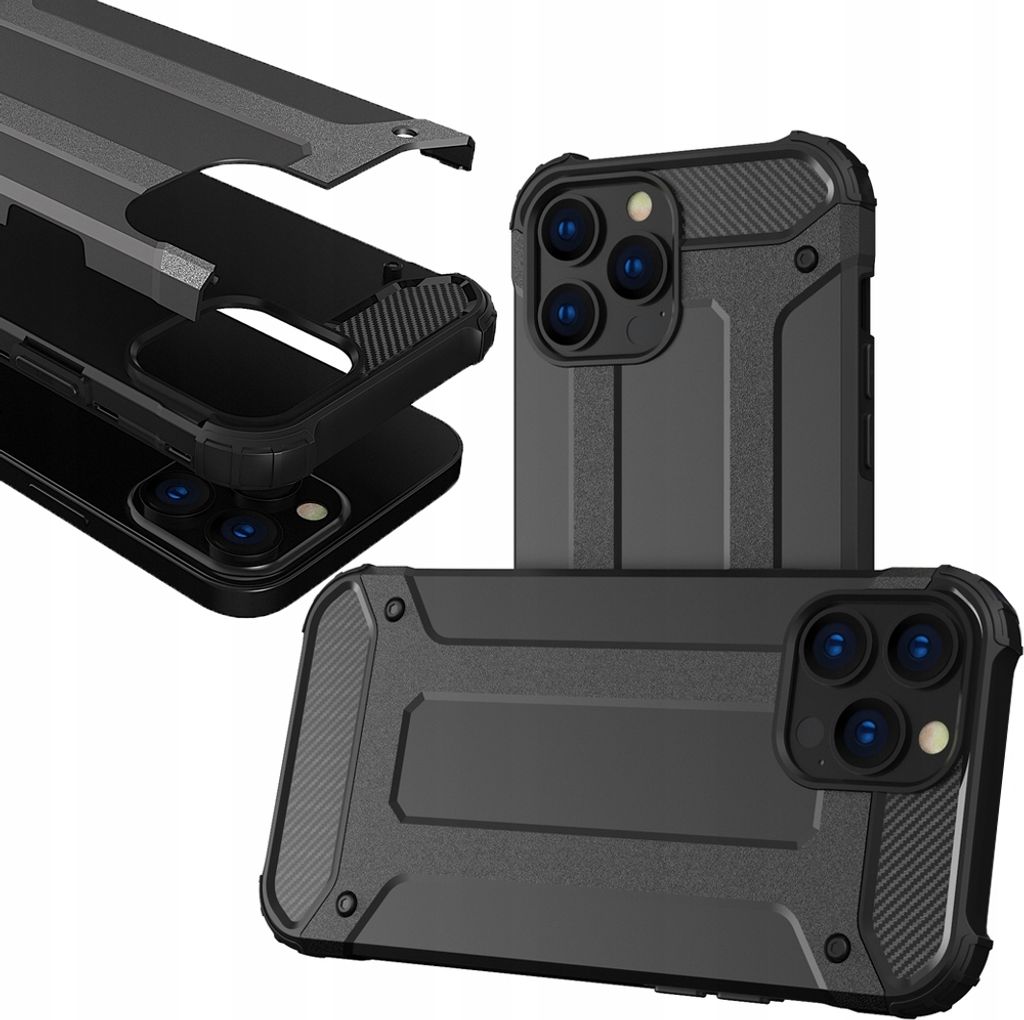 Hybrid Armor Etui Fall Fall fr Iphone 13 Pro Schwarz