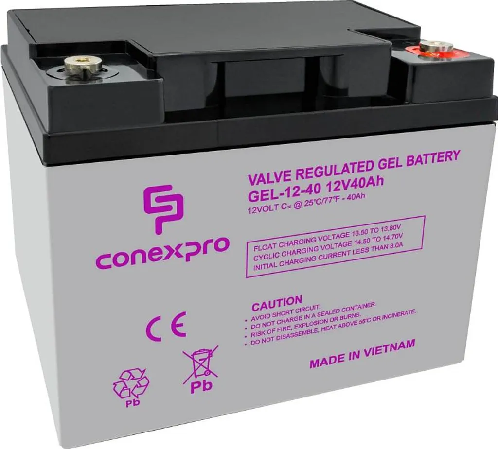 Batterie 12V 40Ah GEL pour Camping-car et Nautisme Conexpro T14-M6