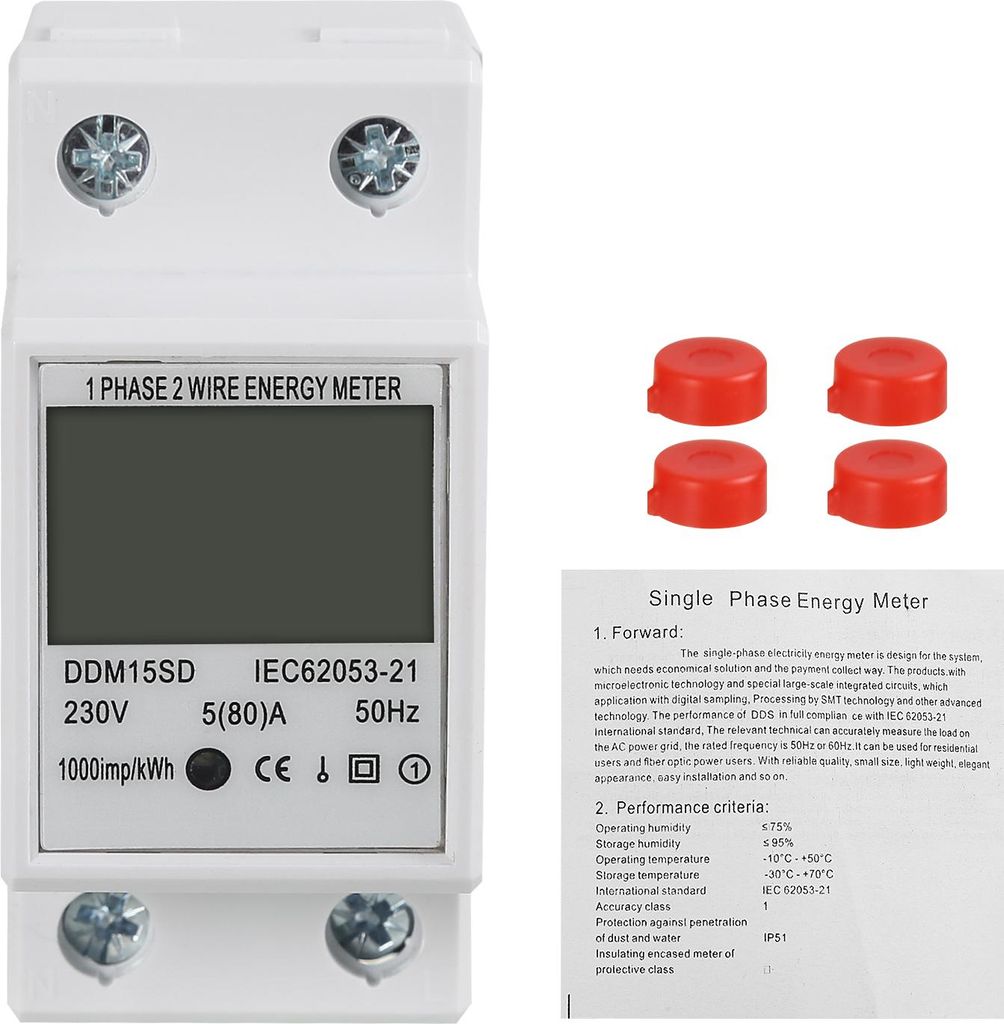 Single-Phase DIN-Schienen-Energiezähler DDM15SD 5-80A, 220V Produktbild 