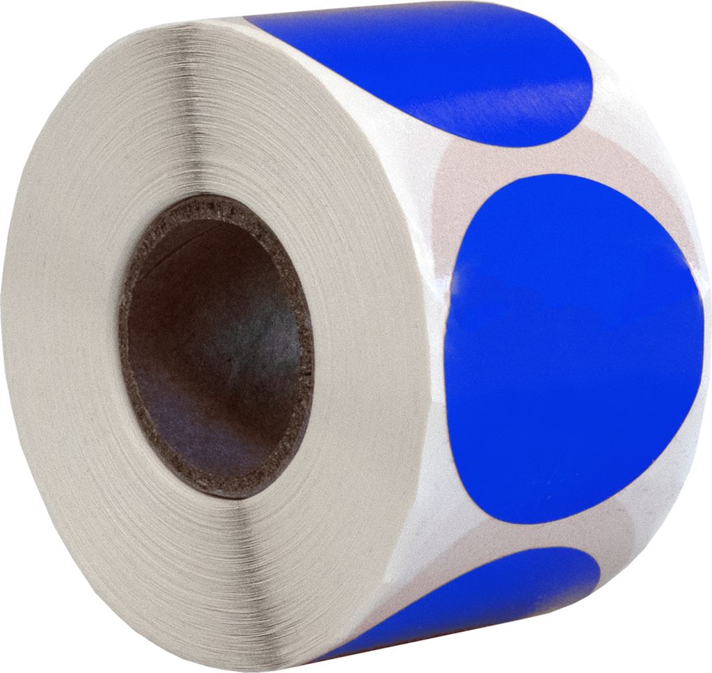 DULA Runde Etiketten - Blau - 35mm - 500 Aufkleber auf Rolle - Siegel - Markierungspunkte - Leere runde Aufkleber auf Rolle