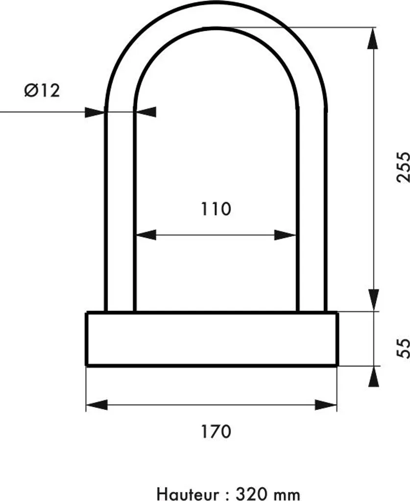 Antivol U Thirard en acier gainé Ø13mm - 157 x 235 mm haute sécurité