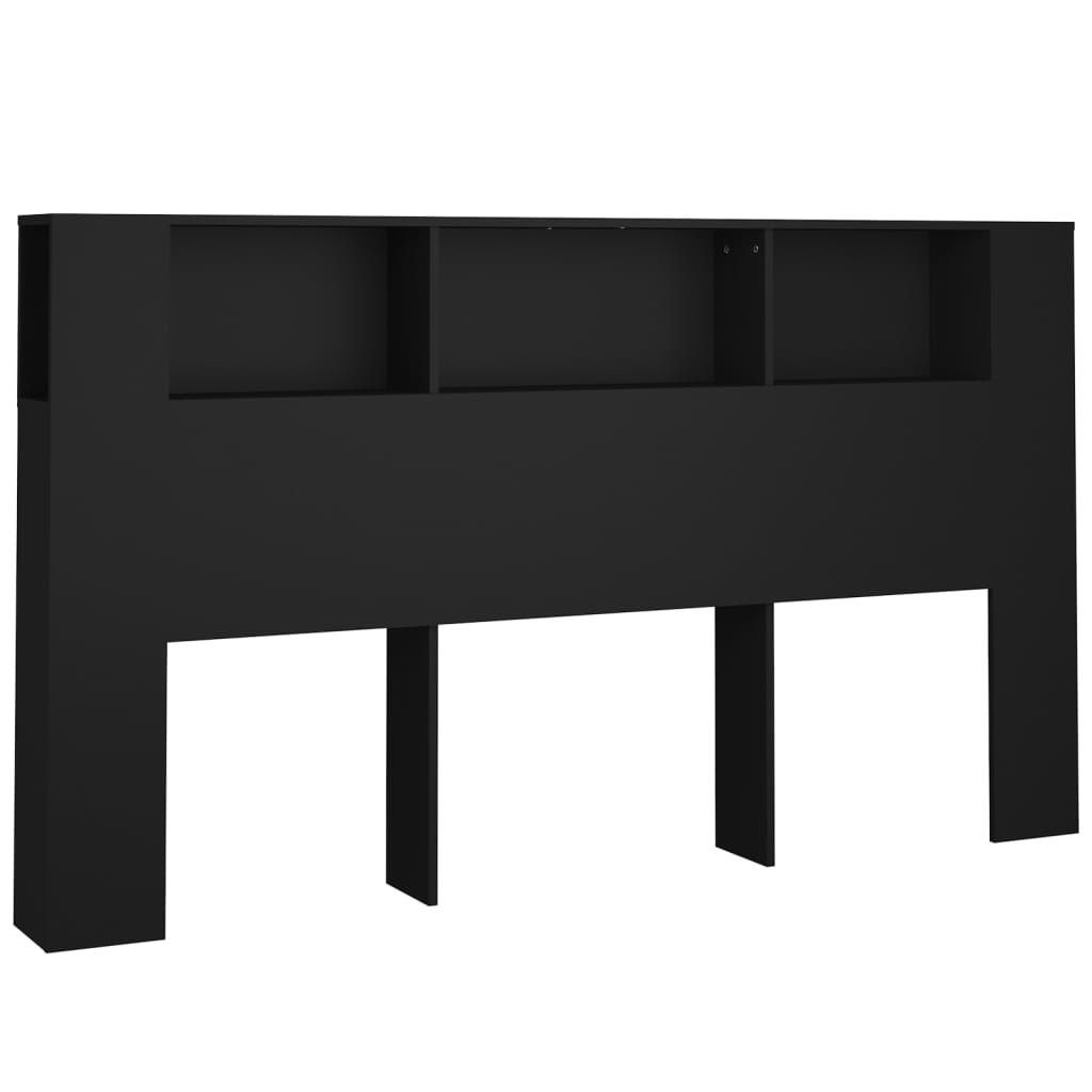 vidaXL Čelo postele s policami čierne 180x18,5x104,5 cm Obrázok produktu 