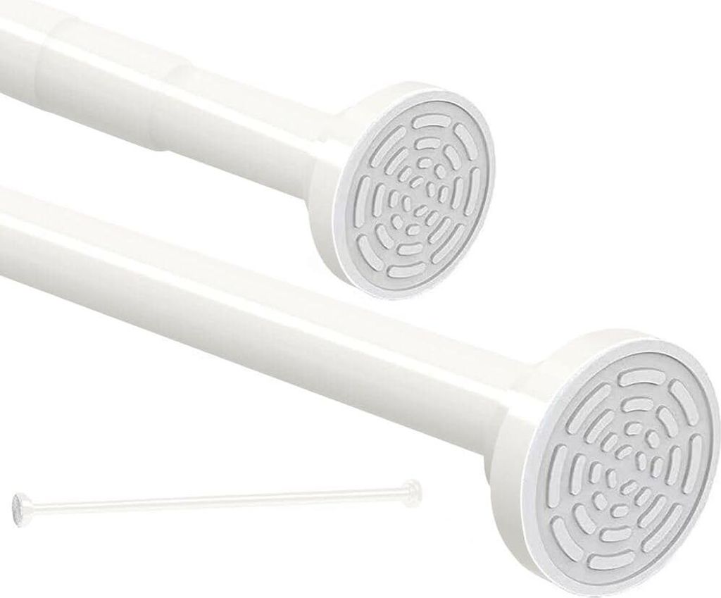 Teleskopstange 150-250 cm ausziehbar - rostfreies Stahl - drehbar - weiß - Badezimmer und Kleiderstange