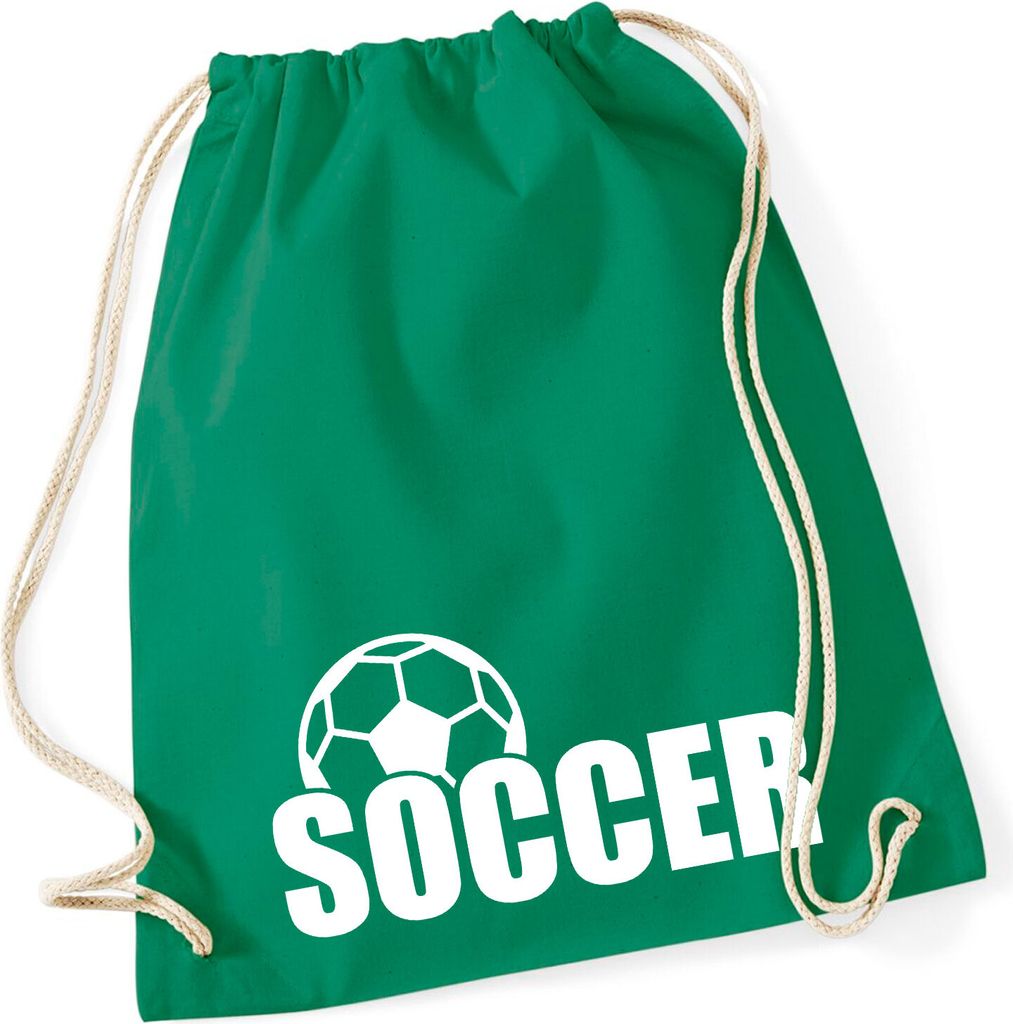 Huuraa Turnbeutel Soccer Ball 12 Liter Kelly Green Baumwolle Rucksack Geschenkidee
