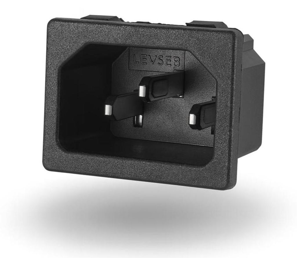 Kaltgeräte Einbaustecker IEC C14 Snap-In 10A 250V AC für Produktbild 
