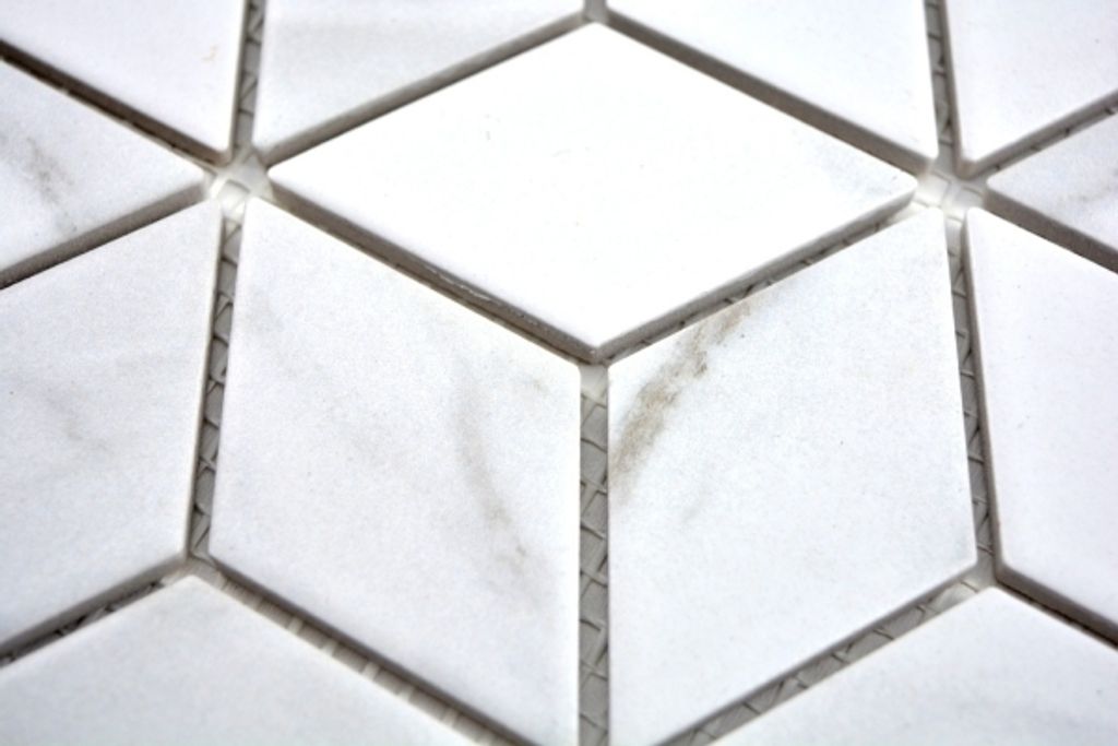 Handmuster Mosaik Fliese Keramik weiß Diamant POV Carrara Produktbild 