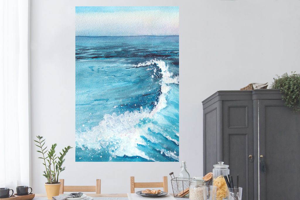 MuchoWow Poster Meer - Golf - Aquarell 120x180 cm - Kunstposter