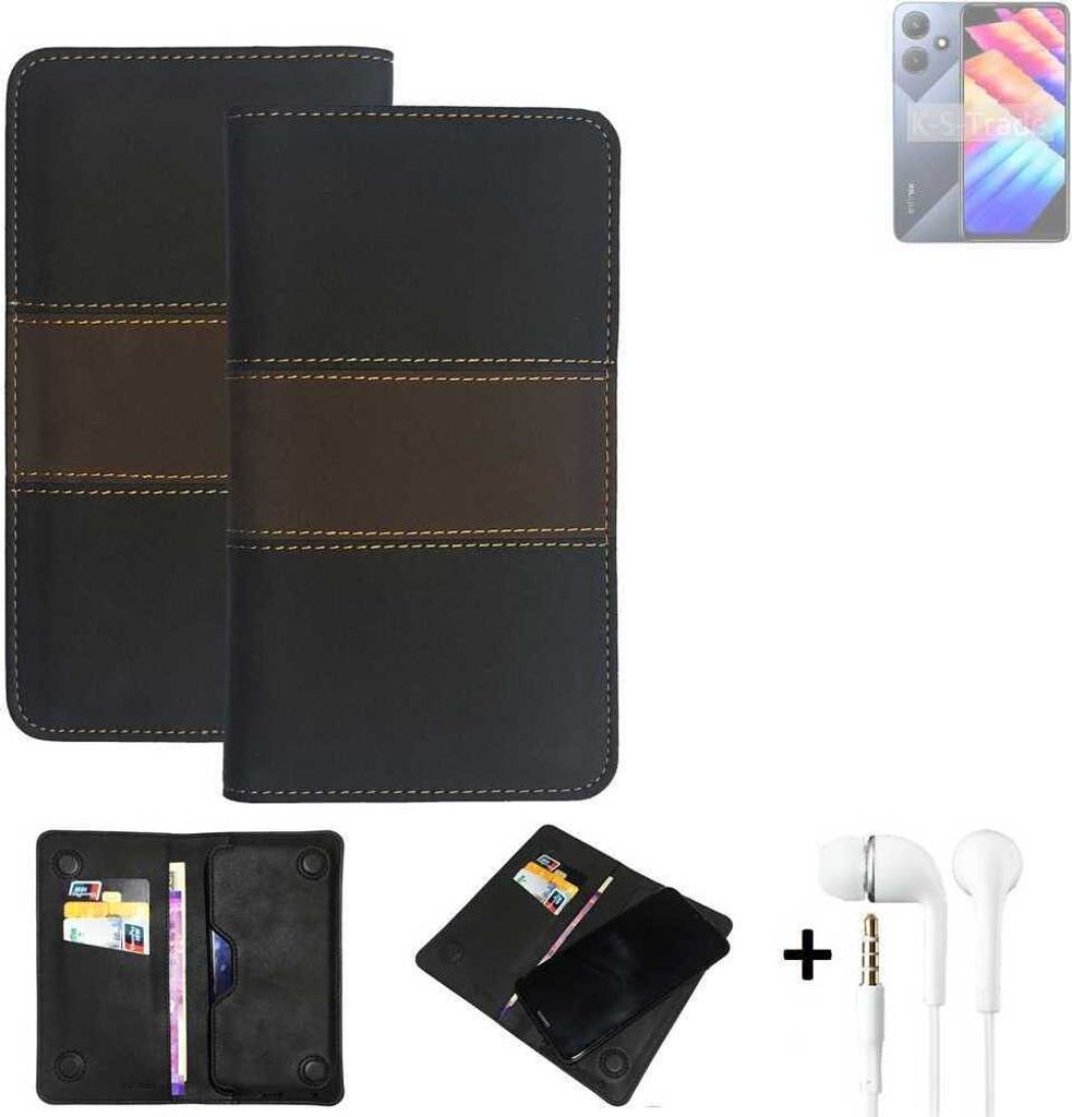 K-S-Trade Handyhülle + Kopfhörer kompatibel mit Infinix Note 30i Schutzhülle Walletcase Bookstyle Tasche Schutz Case Hülle Wallet Cover Kunstleder