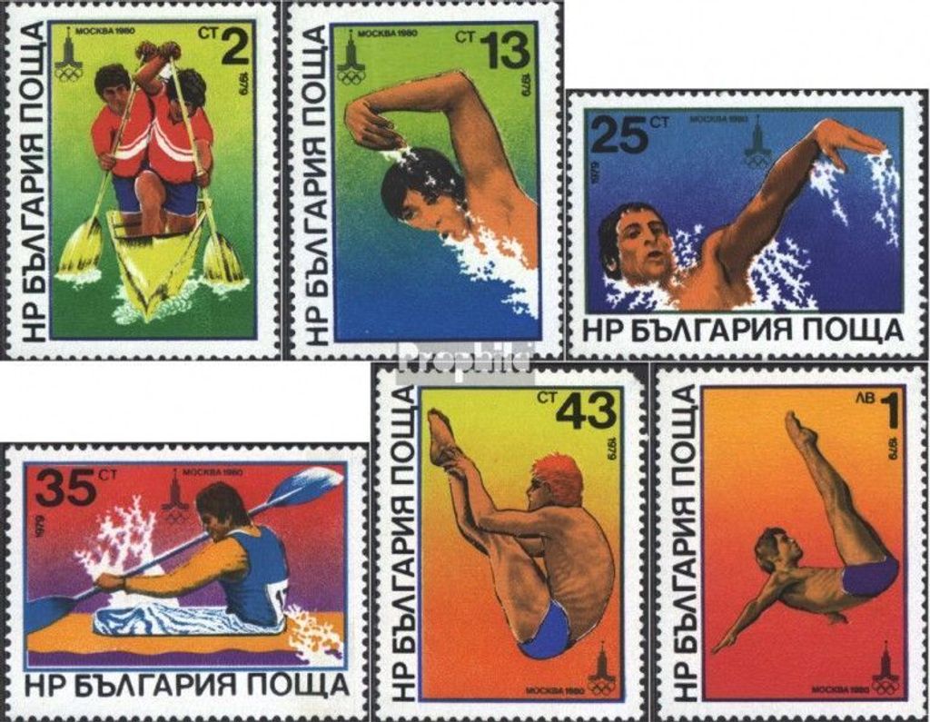 Briefmarken Bulgarien 1979 Mi 2840-2845 (kompl.Ausg.) gestempelt Olympische Sommerspiele 1980, Moskau