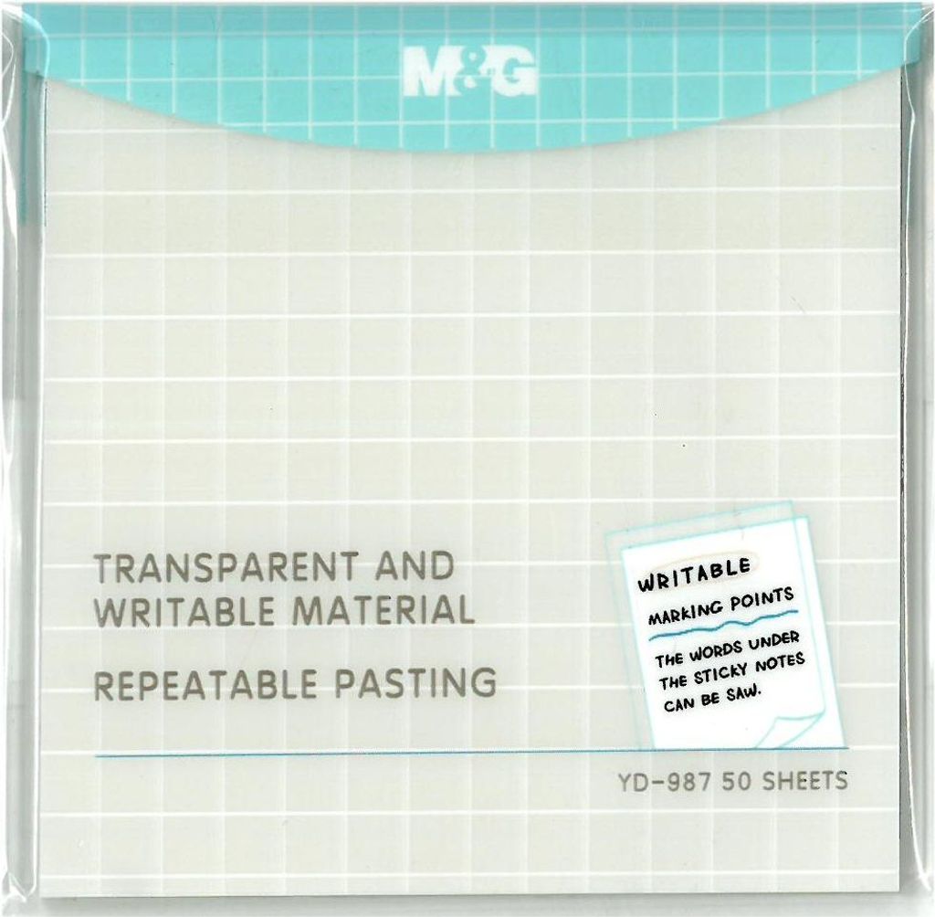 Samolepicí blok na poznámky transparentní 76x76mm M&G Obrázek produktu 