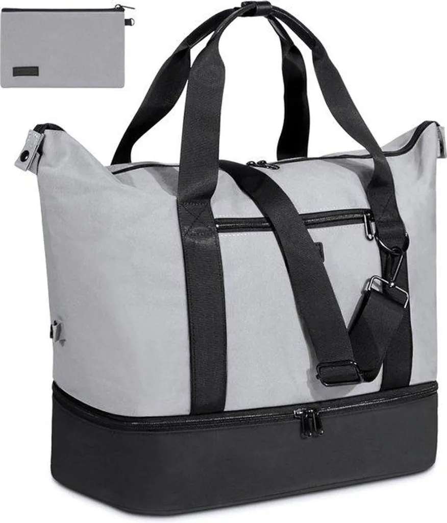 Sac de sport femme gris résistant - Grand sac voyage léger et solide