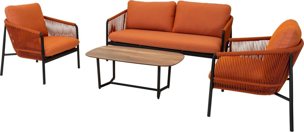 Loungeset - Terra - Aluminium - Oranges Seil - 3-teilig