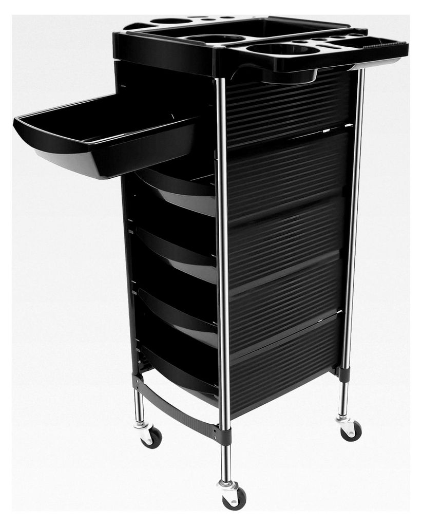 Friseurwagen mit 5 Schubladen, aus ABS und Edelstahl, Arbeitswagen für Friseure, maximale Tragkraft 8 kg, 360° Rollen, geeignet für Salons