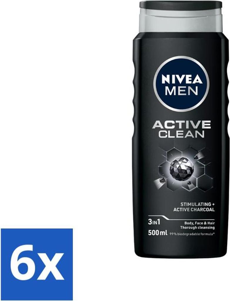 NIVEA MEN - Duschgel - Active Clean - 500 ml - Vorteilspack - 6 Stücke