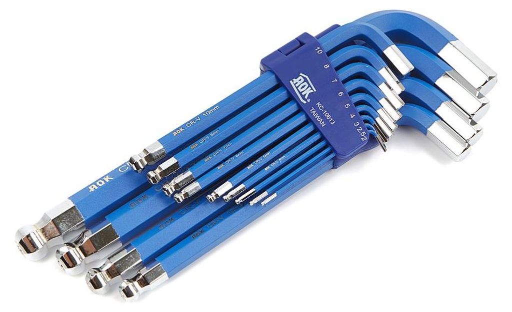 AOK 13-teiliges langes metrisches Sechskantschlüssel-Set mit Magnet, große Größen