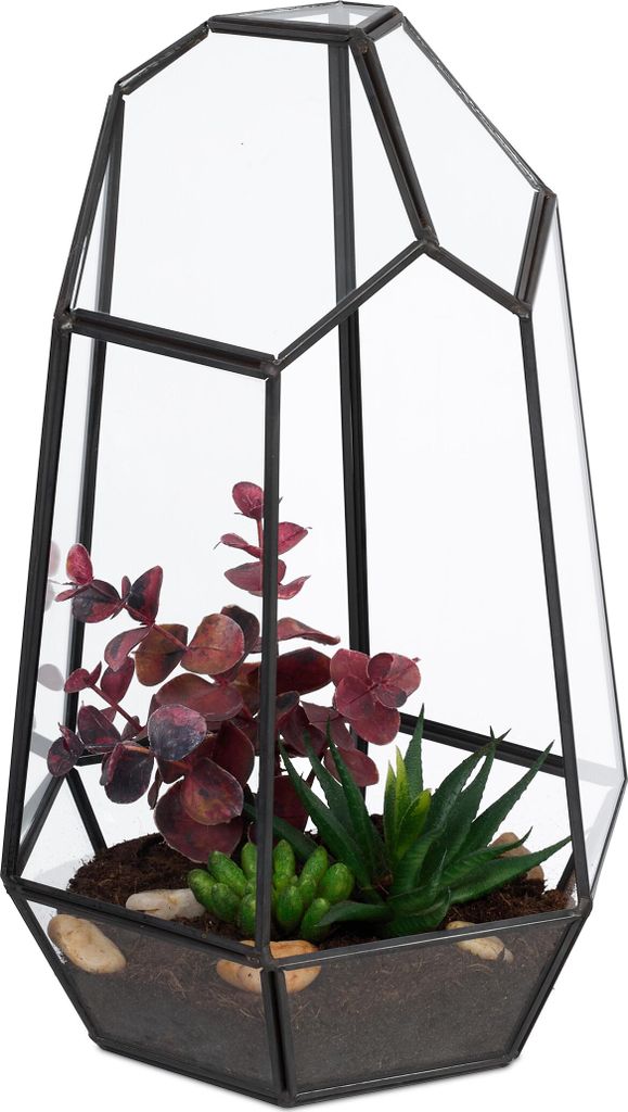 relaxdays Geometrisches Pflanzenterrarium aus Glas