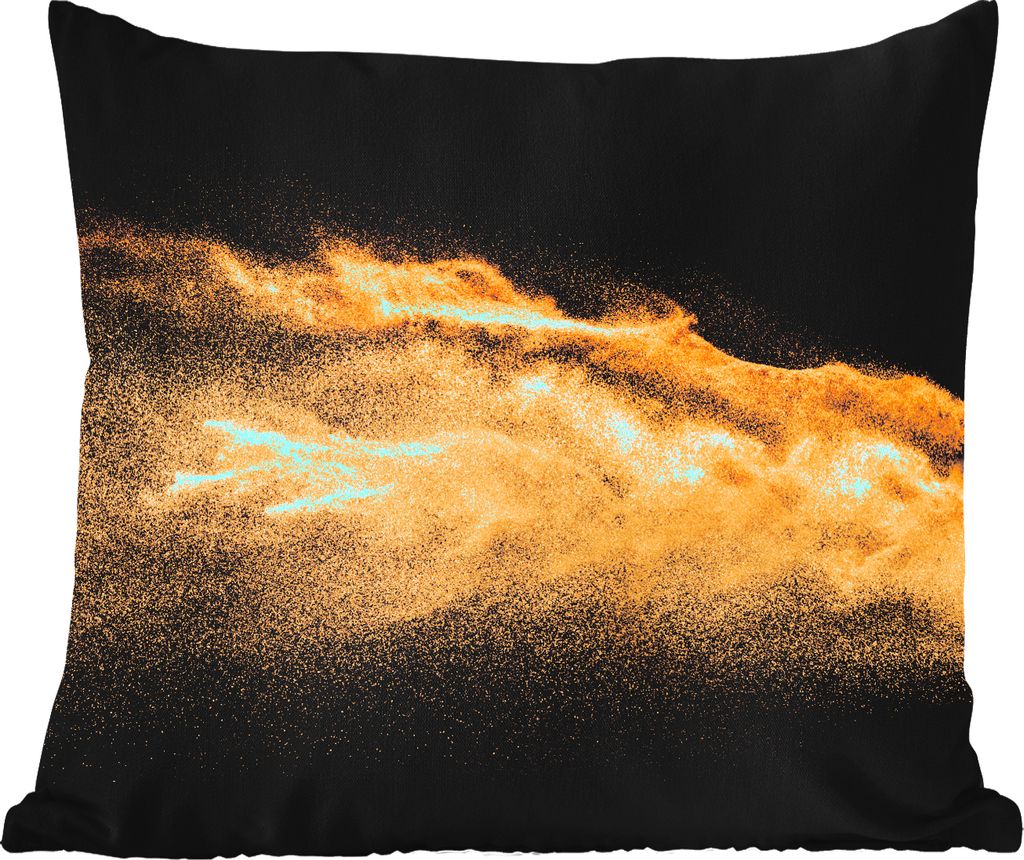 MuchoWow Outdoor Kissen - Sand - Gold - Schwarz - Luxus - Kunst - 50x50 cm - Wetterfest - Lounge Kissen - Komfortabel - Kissen mit Bild