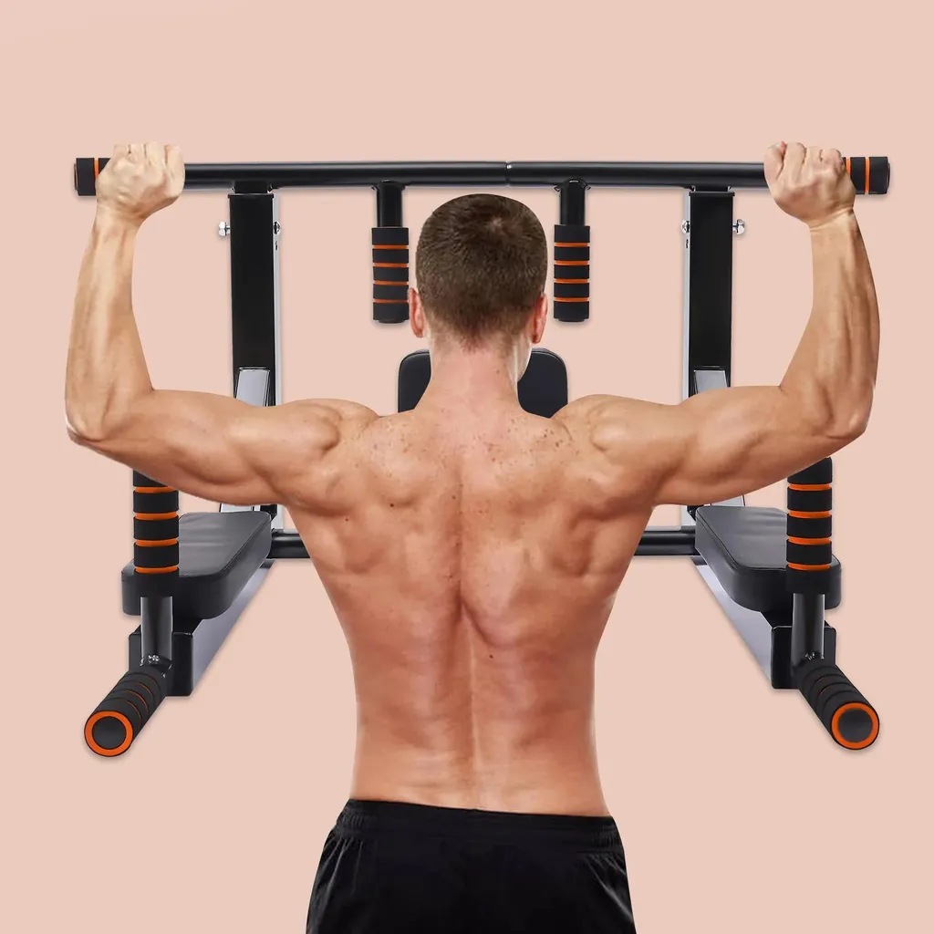 Équipement de dips mural pour musculation triceps et pectoraux noir