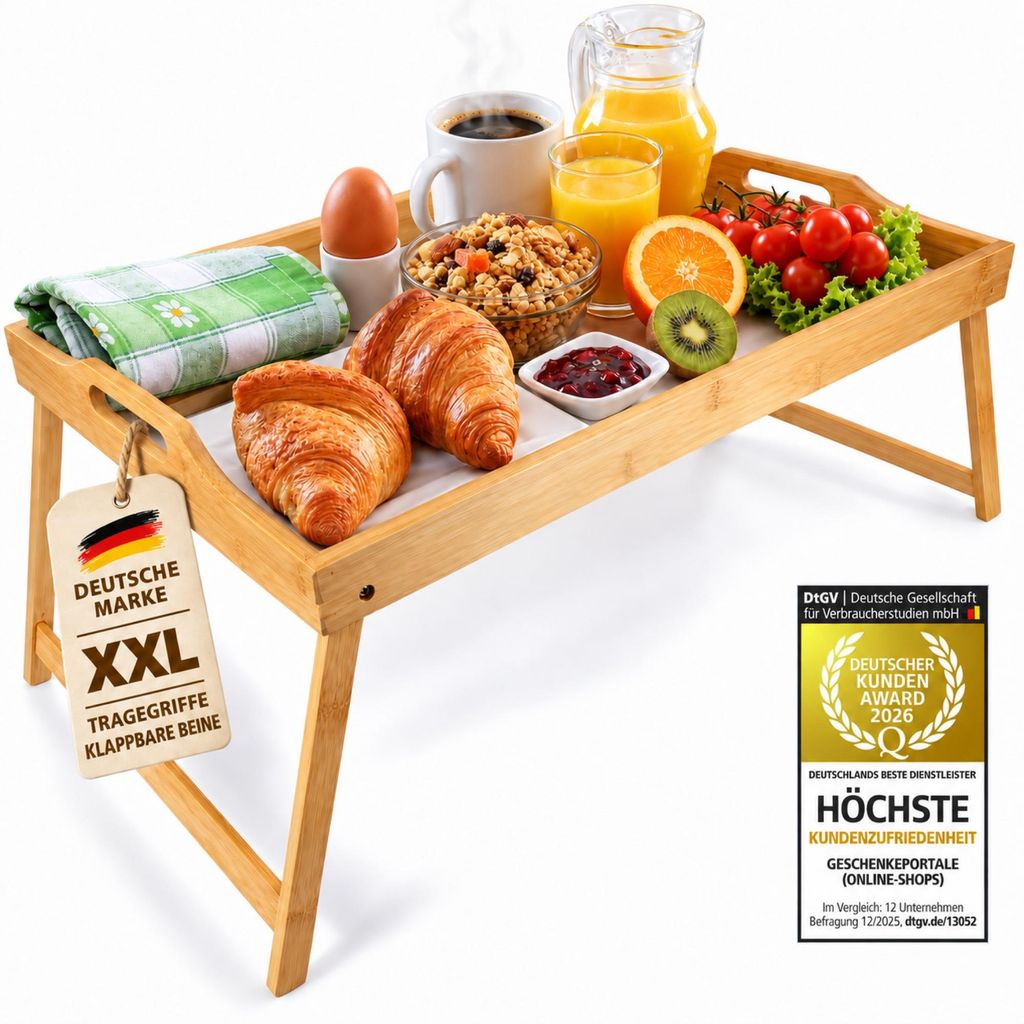 XXL Frühstückstablett aus Bambus klappbares Serviertablett Produktbild 
