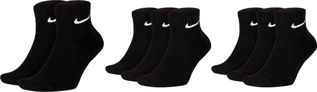 8 Paar Nike Socken Damen Herren - Farbe: schwarz / schwarz / schwarz - Größe: 38-42