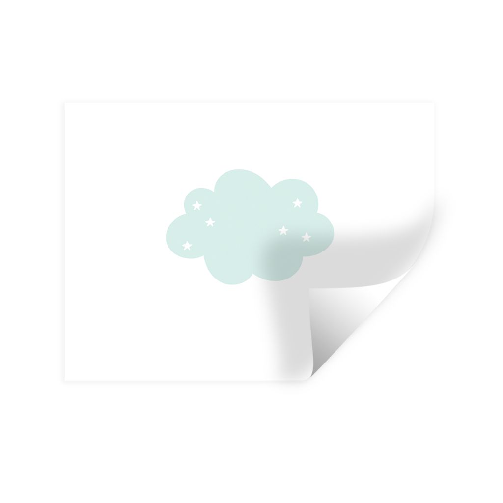 MuchoWow Wandtattoo Wandsticker Wandaufkleber Wolke - Sterne - Pastell - Kinder - Baby 80x60 cm Selbstklebend und Repositionierbar - Faltenfrei